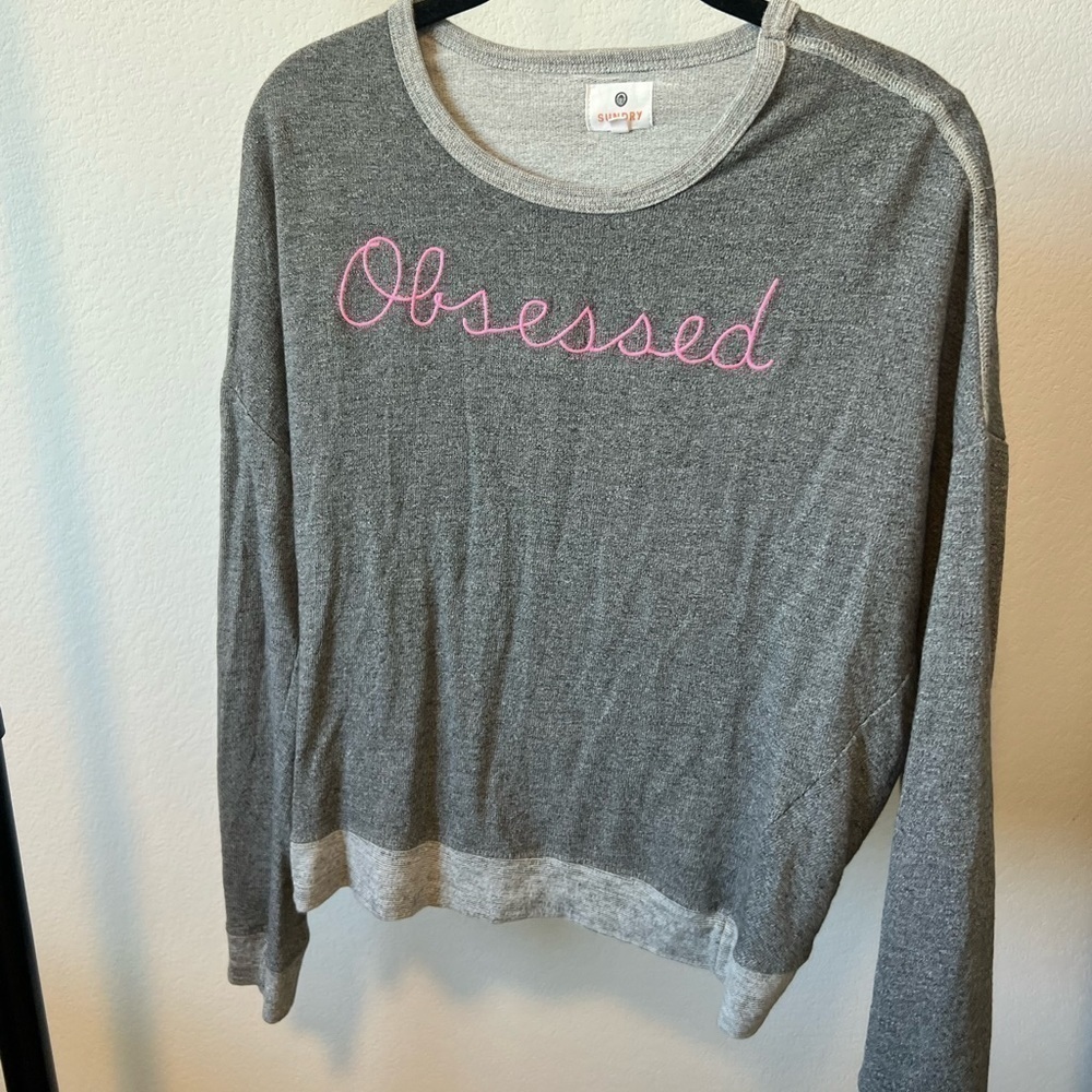𝅺anthropologie Sundry Women’s Gray “Obsessed” Top Size‎ 0